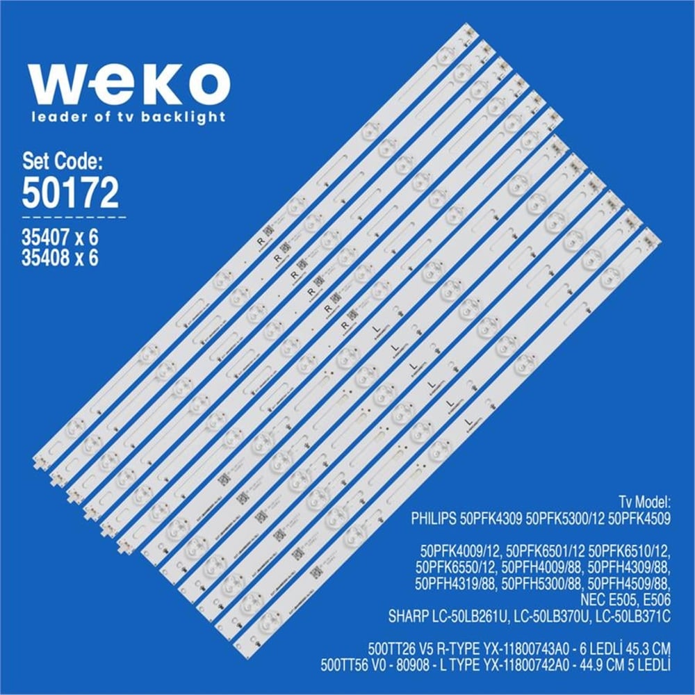 Weko Philips 50PFK5300/12 50'' İnç 12 Adet Tv Led Bar - Philips Led Bar