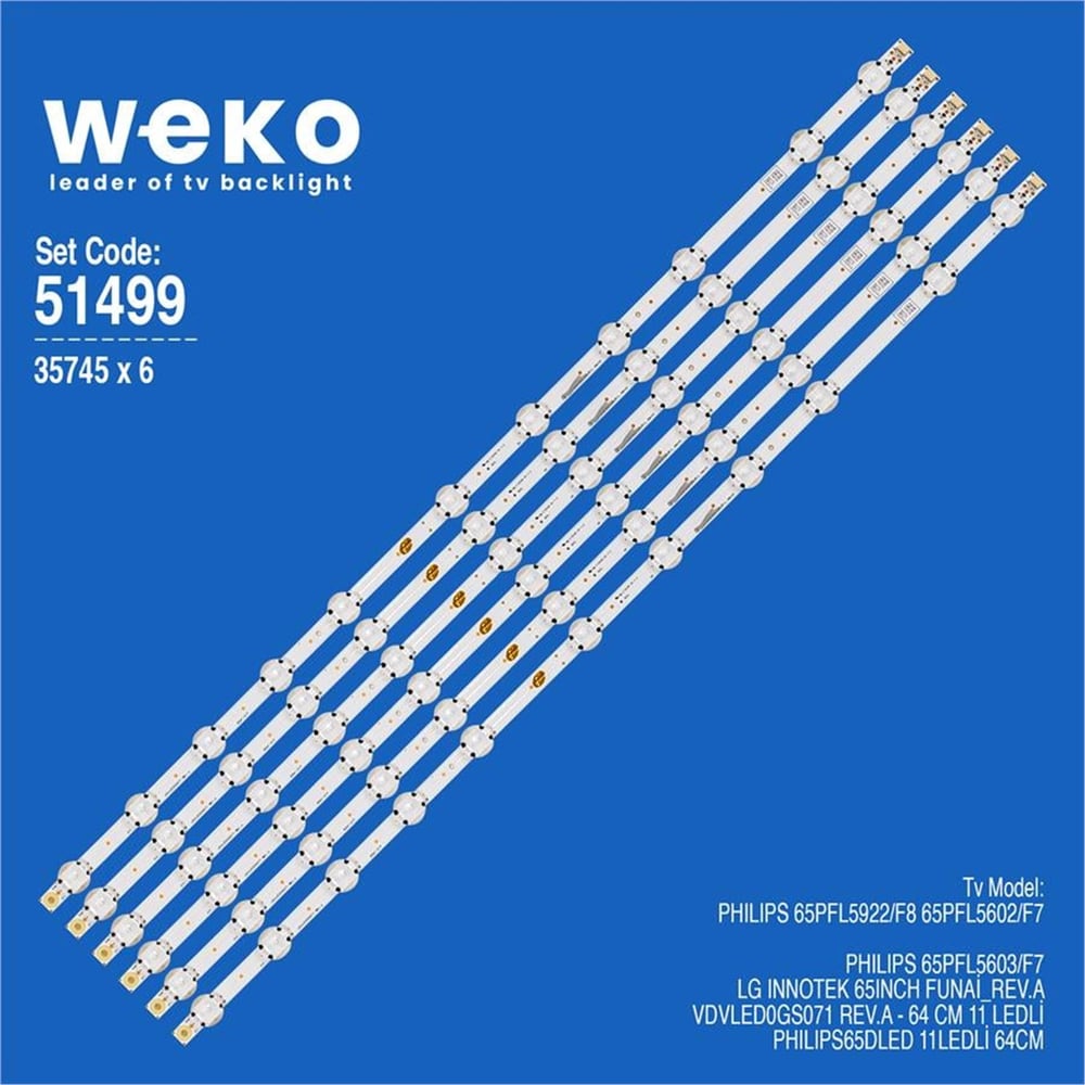 Weko Philips 65PFL5602/F7 65'' 6 Adet Tv Led Bar - Philips Led Bar