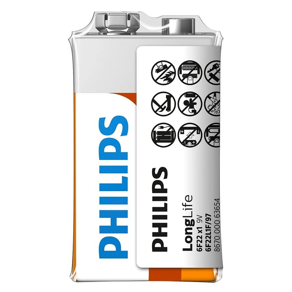 Philips Philips Extra Zinc Çinko Chloride 6F22 9 Volt Pil (12'li Paket) - Şarjlı Piller