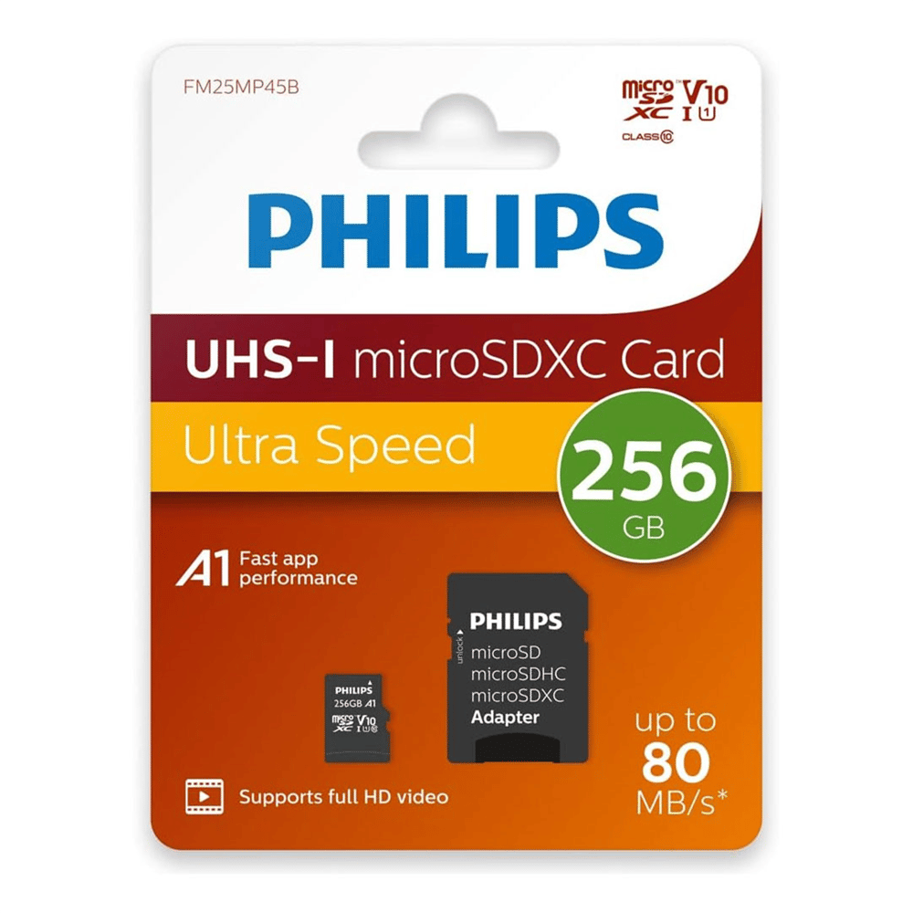 Philips Philips FM25MP45B/00 256GB Class10 UHS-I U1 TF Adaptörlü Micro SDXC Hafıza Kartı - Hafıza Kartları