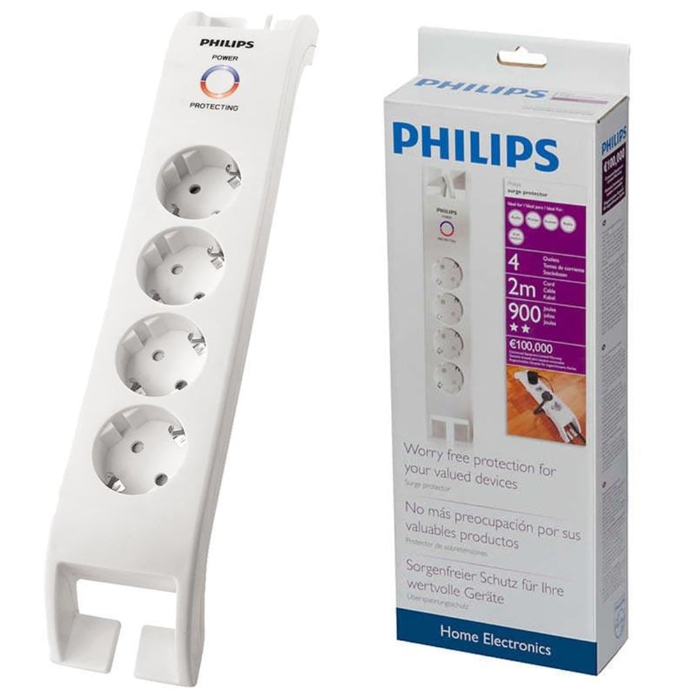 Philips Philips SPN 3040C-10 Beyaz 4'lü Akım Korumalı Priz 2 Mt - Akım Korumalı Prizler