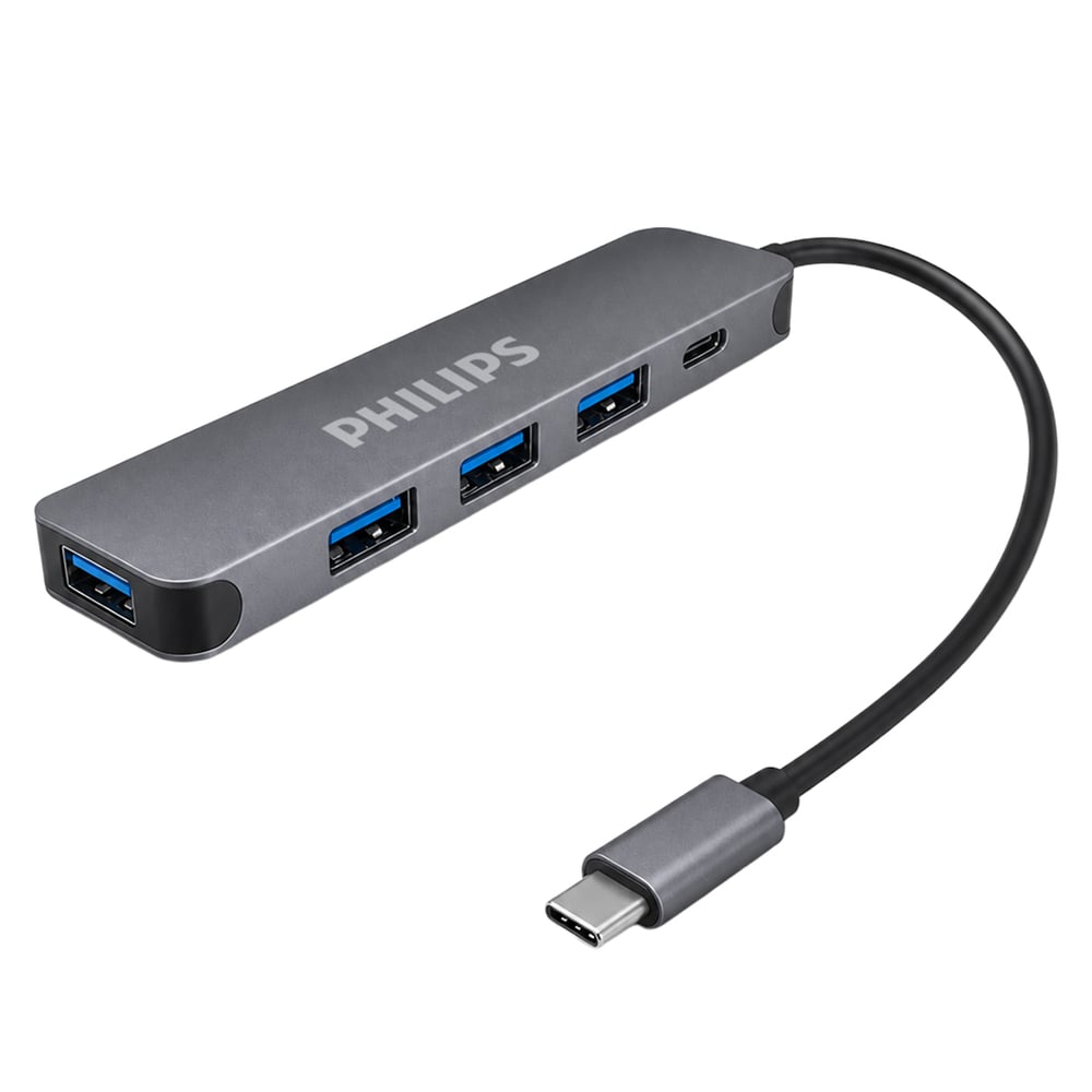 Philips Philips SWR1607K/93 USB-C 5'i 1 Arada Hub Çoklayıcı - 4 Port USB 3.0 + 60W PD Hızlı Şarj Destekli - USB Çoklayıcı