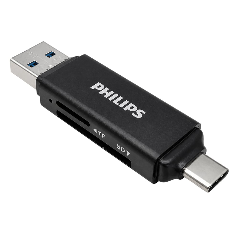 Philips Philips SWR1617B/93 USB 3.0 & USB-C Çift Girişli SD/TF Kart Okuyucu - OtG Destekli - Kart Okuyucu