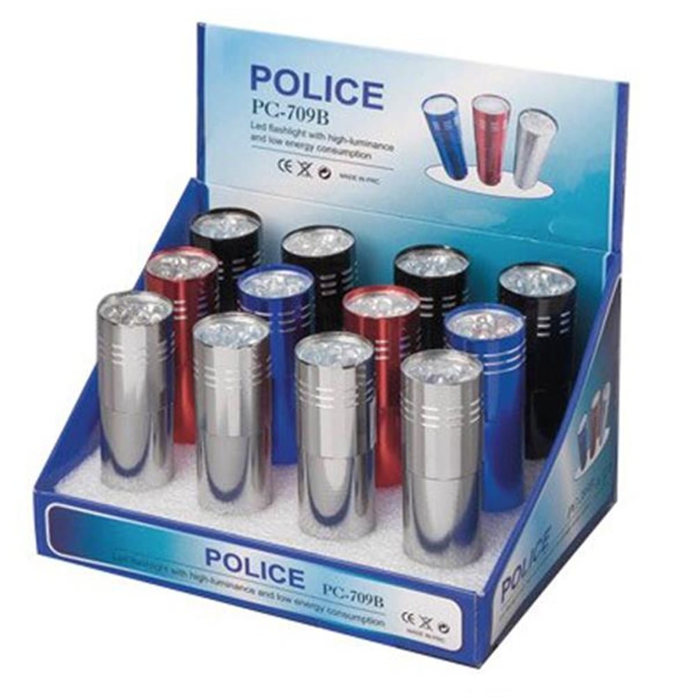 Police Polıce Pc-709 B Power Ledli 3*Aaa Pilli Mini Metal Kasa El Feneri - Fener ve Işıldaklar