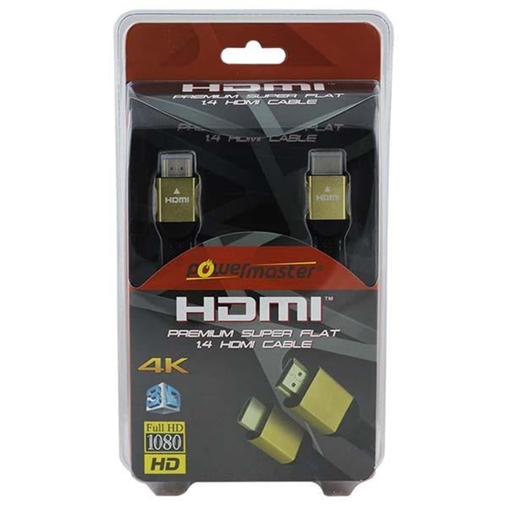 Powermaster Powermaster 1.8 Metre 3D 4K Uyumlu 1.4V Gold Yassı Örgülü HDMI Kablo - HDMI Kablo