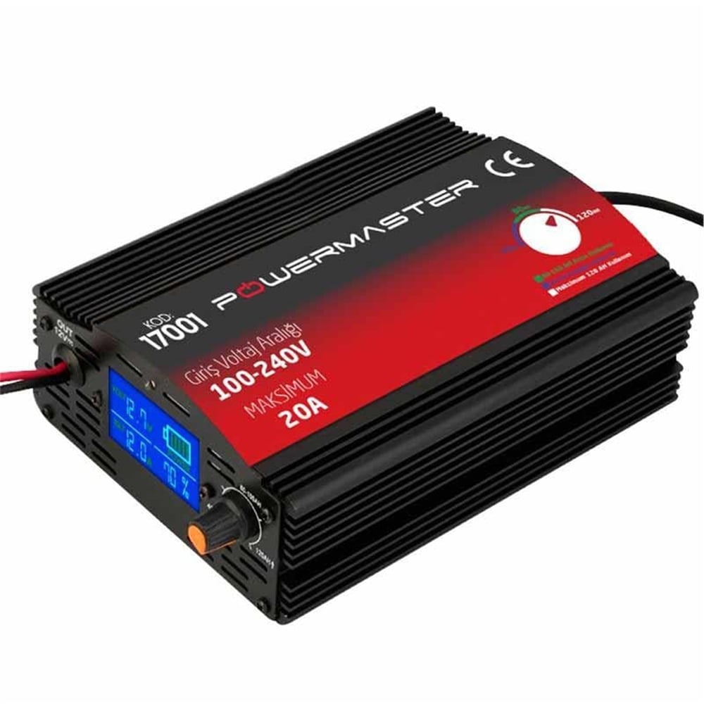 Powermaster Powermaster 12V 20A Dijital Göstergeli Akü Şarj Cihazı - Adaptörler