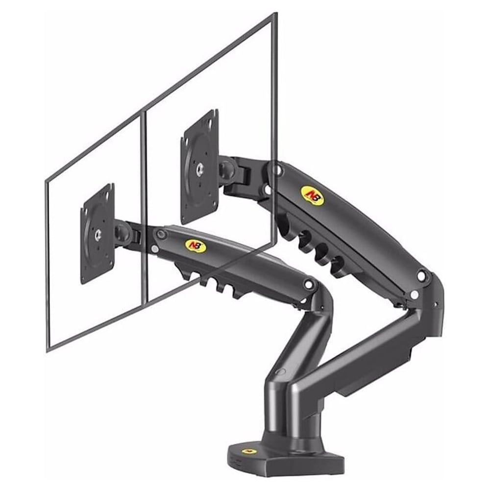 Powermaster Powermaster 17''-27'' Amortisörlü Çift Kol Lcd - Led Monitör Tutucu Askı Aparatı F160 - Tv Askı Aparatları