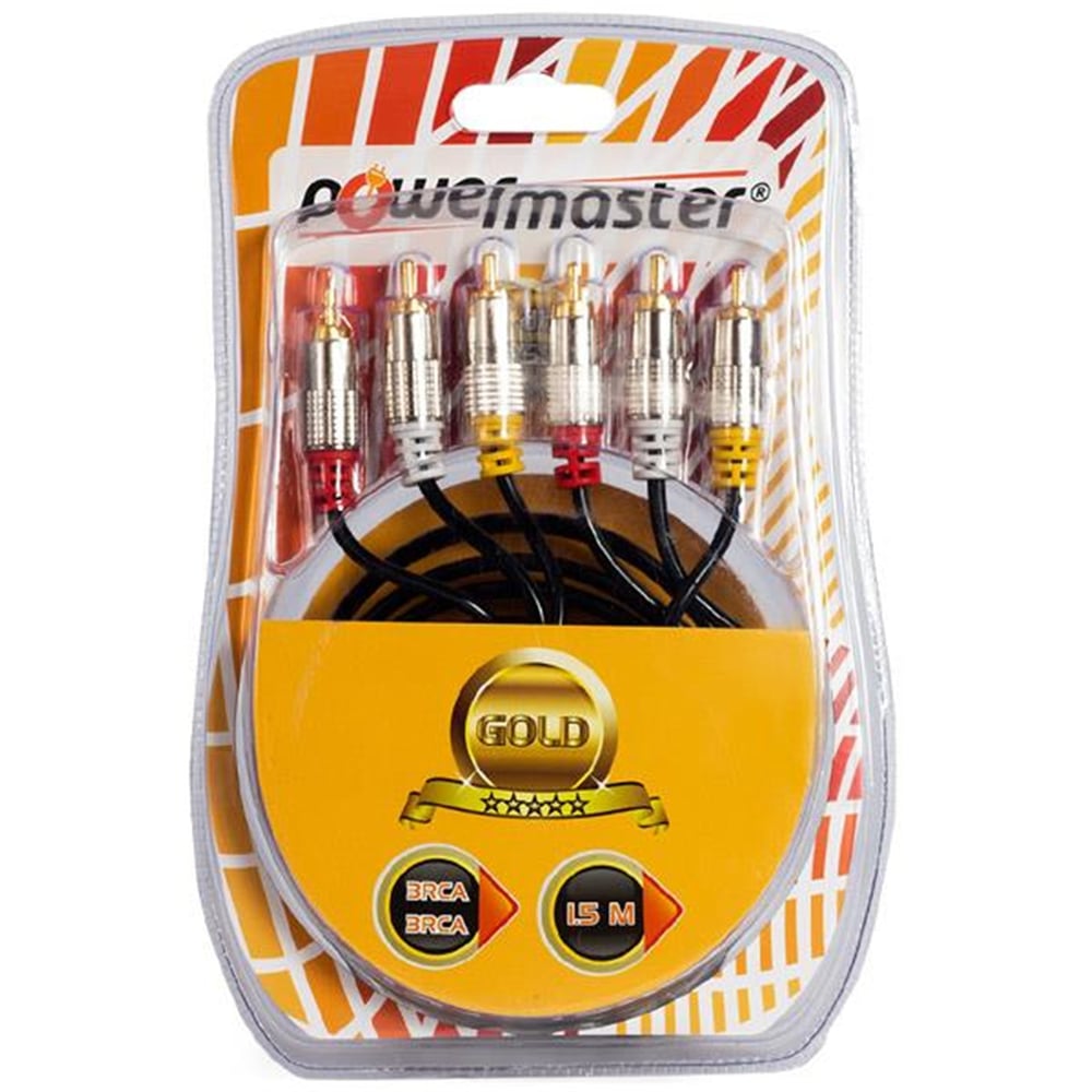 Powermaster Powermaster 3RCA-3RCA Gold Uçlu Kablo FAV-3R1 1.8 Metre - RCA-Ses Kabloları