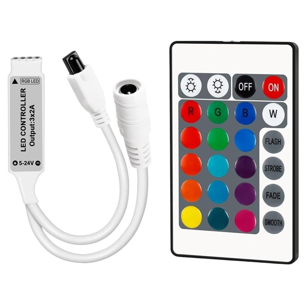 Powermaster Powermaster 5-12-24 Volt 3x2 Amper Mini 24 Tuşlu Led RGB Kontrol Cihazı - RGB Kontrol Devreleri