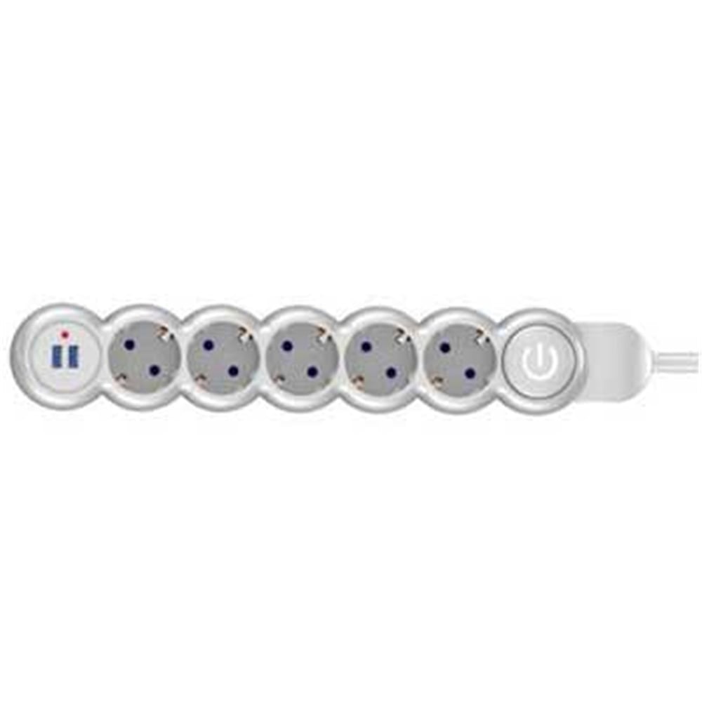 Powermaster Powermaster 5'li Kablolu Anahtarlı Usb’li 2 Metre Grup Priz PM-4910 - Grup Prizler