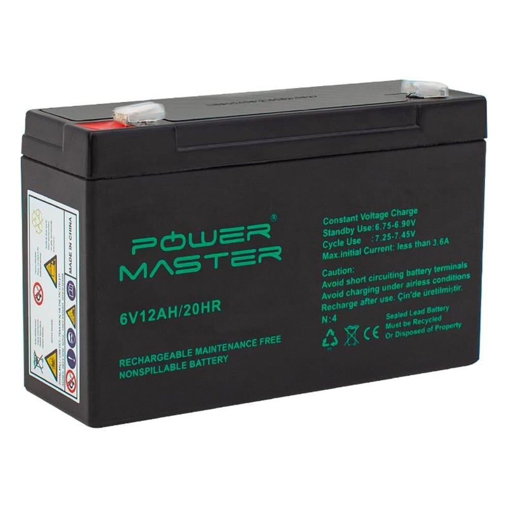 Powermaster Powermaster 6 Volt 12 Amper Akü (150 X 50 X 94 Mm) - Kuru Akü