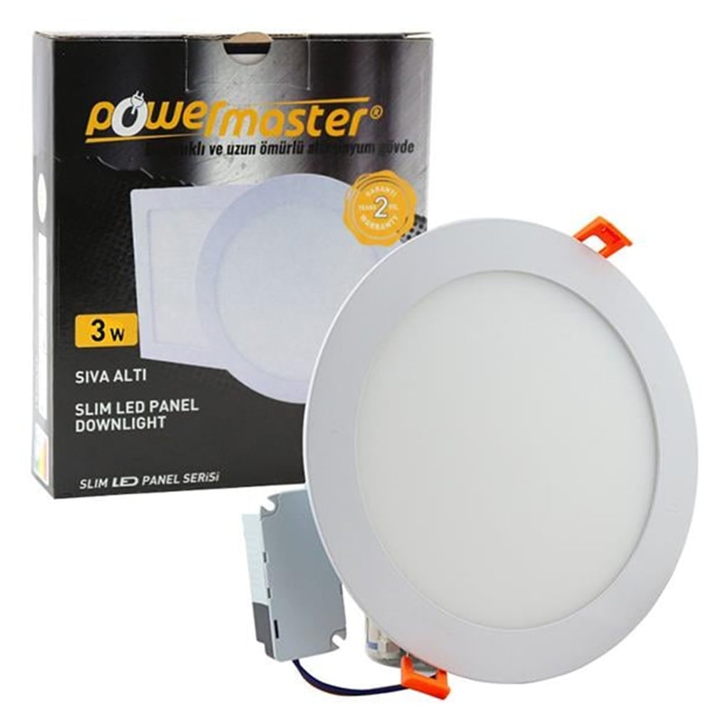 Powermaster Powermaster 6W Sıva Altı 3000K Günışığı 74mm Yuvarlak Slim Spot Panel - Led Spot Panel