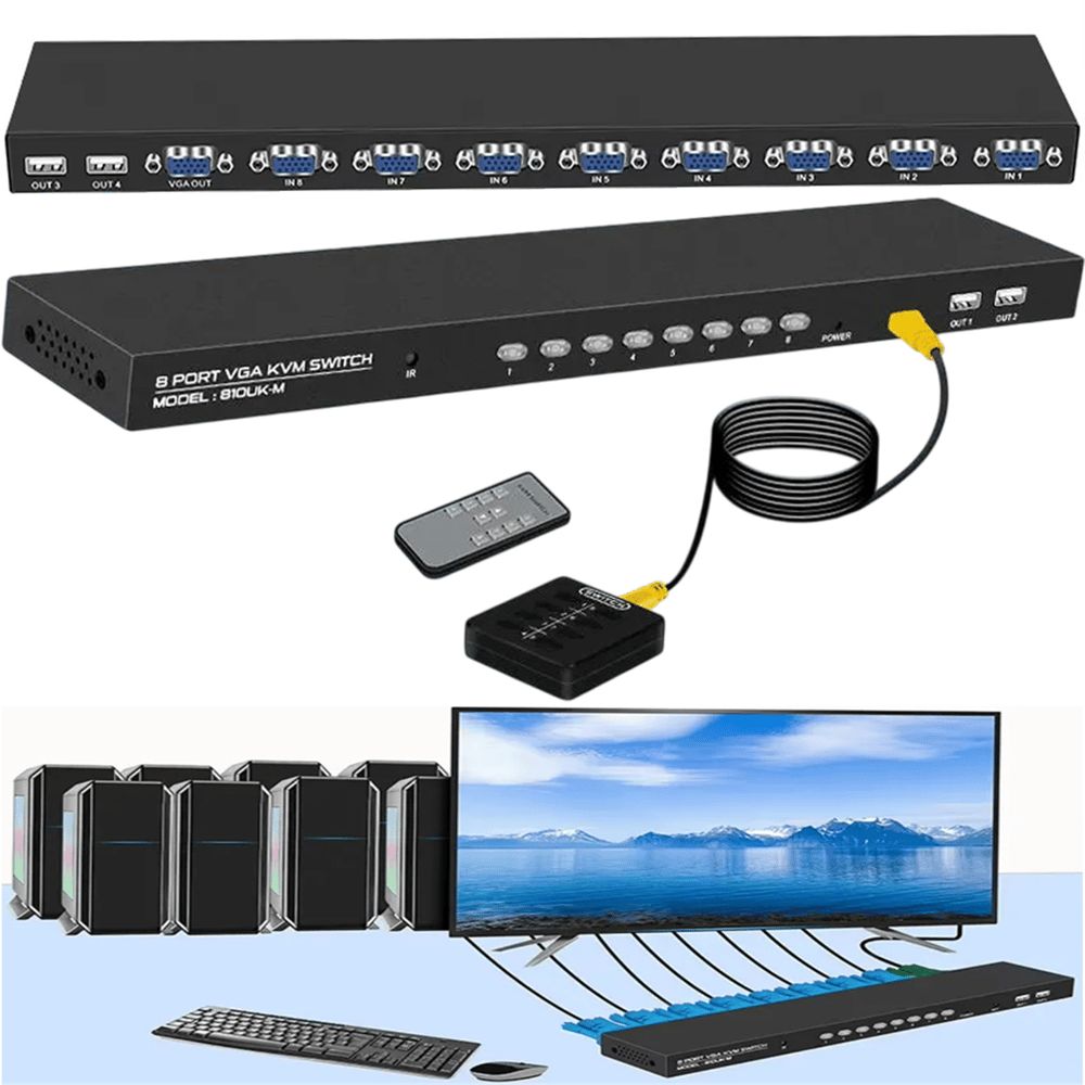 Reyonex POWERMASTER 810UK-M  8 PORT VGA VIDEO KVM SWITCH - Çevirici-Dağıtıcılar