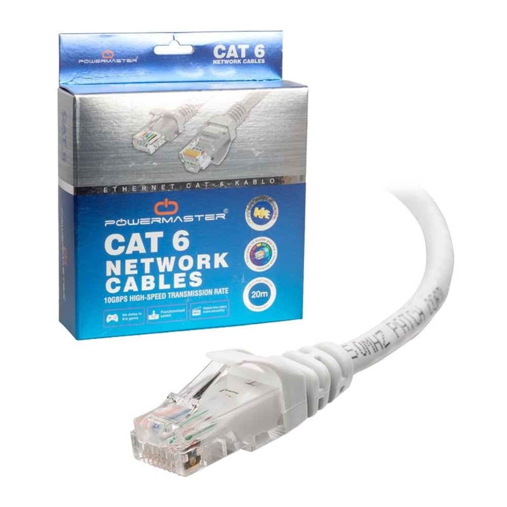 Powermaster Powermaster Cat6 20 Metre Patch Network Ethernet Kablo - Network Kabloları