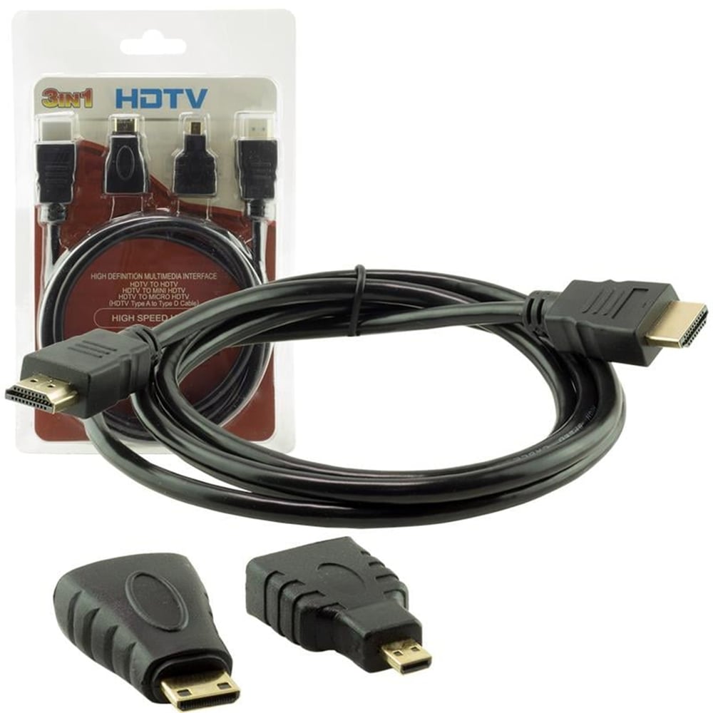 Powermaster Powermaster HDMI Kablo 3in1 Set 1.5 Metre (HDMI+Micro HDMI+Mini HDMI) - HDMI Kablo