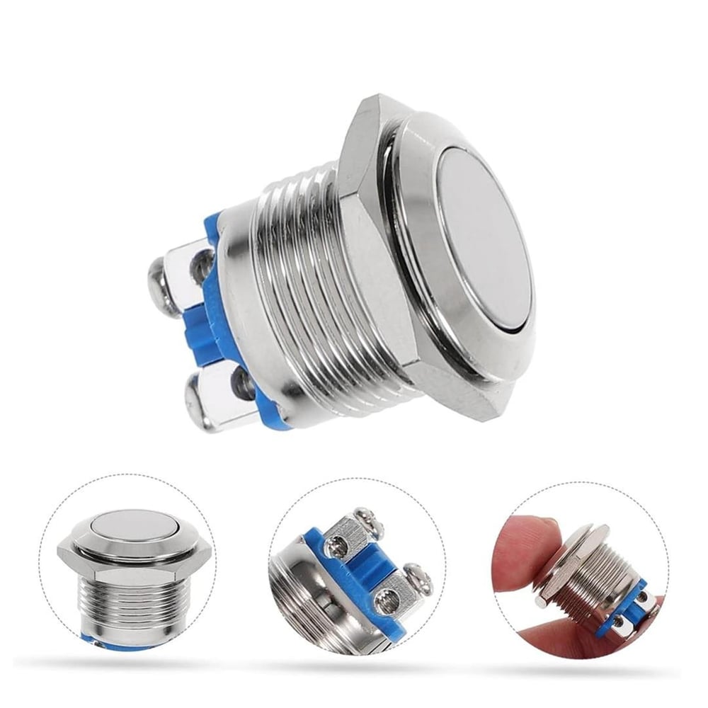 Powermaster PowerMaster IC-182 D98 Metal 19Mm Düz Buton PBS28B-2 - Fiş - Jack - Şase - Buton - Konnektör