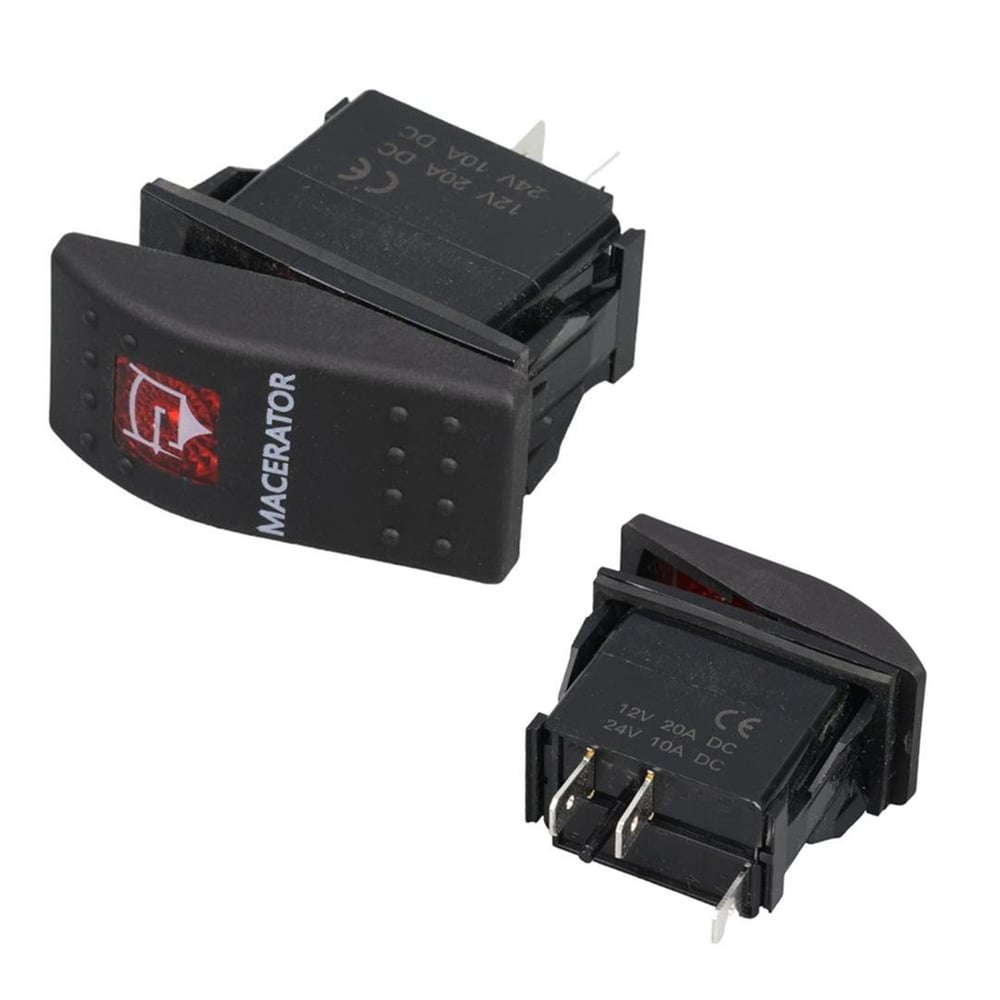 Powermaster PowerMaster Macaratör Sembollü Işıklı 3 Pinli On-Off 12-24V Marin Switch - Fiş - Jack - Şase