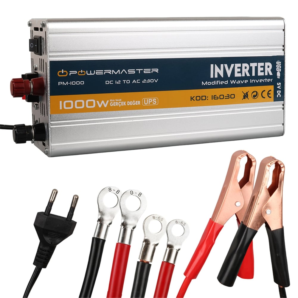 Powermaster Powermaster PM-1000 12 Volt 1000 Watt Şarjlı UPS'li Inverter - Adaptörler