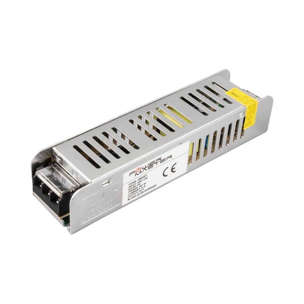 Powermaster Powermaster PM-13247 12 Volt - 5 Amper Slım Kasa Metal Adaptör (158*40*30) - Metal Kasa Adaptörler