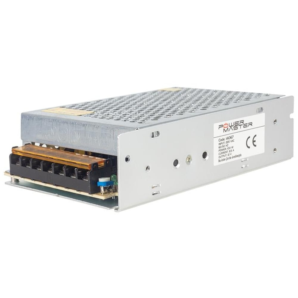 Powermaster Powermaster PM-14067 12 Volt - 8.5 Amper - 100 Watt Metal Kasa Adaptör (16*9.7*4) - Metal Kasa Adaptörler