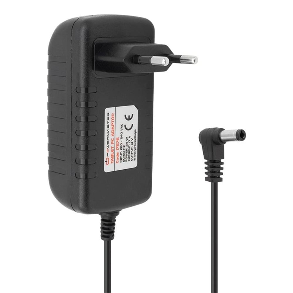 Powermaster Powermaster PM-17576 14 Volt - 1.7 Amper - 24 Watt 5.5*2.5 Mm L Uçlu Plastik Kasa Priz Tipi Adaptör - Santral Adaptörü