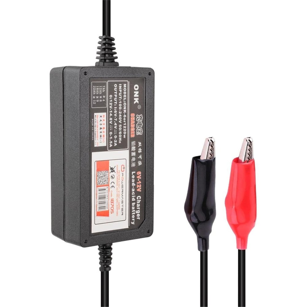 Powermaster Powermaster PM-18705 6V-12V 1 Amper Krokodil Uçlu Akü Şarj Adaptörü - Adaptörler