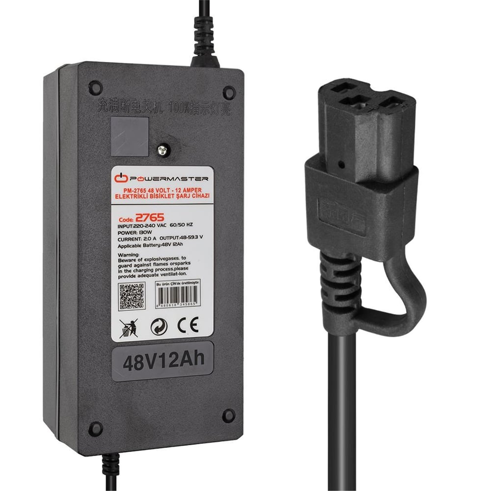 Powermaster Powermaster PM-2765 48 Volt - 12 Amper Elektrikli Bisiklet Şarj Cihazı - Elektrikli Bisiklet Şarj Cihazı