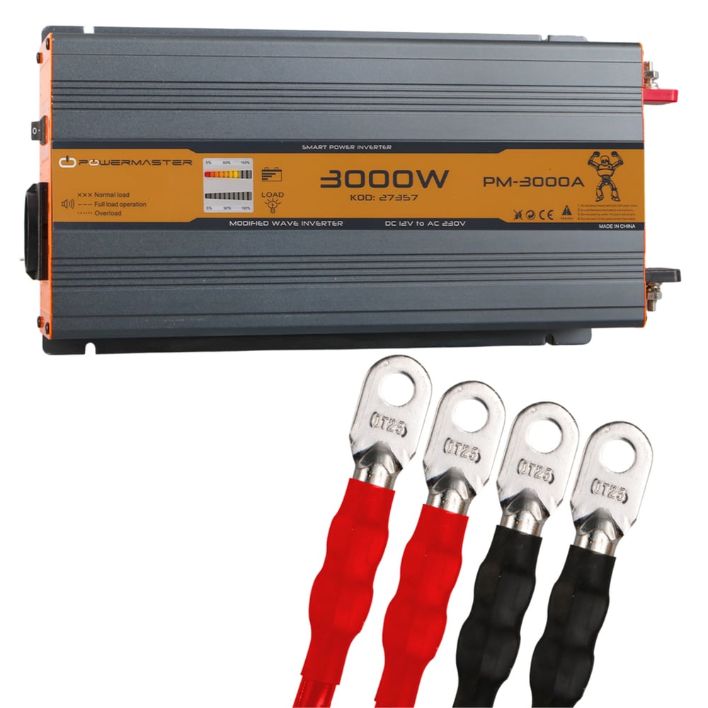 Powermaster Powermaster PM-3000A 12 Volt 3000 Watt Power Inverter - İnvertörler-Konvertörler
