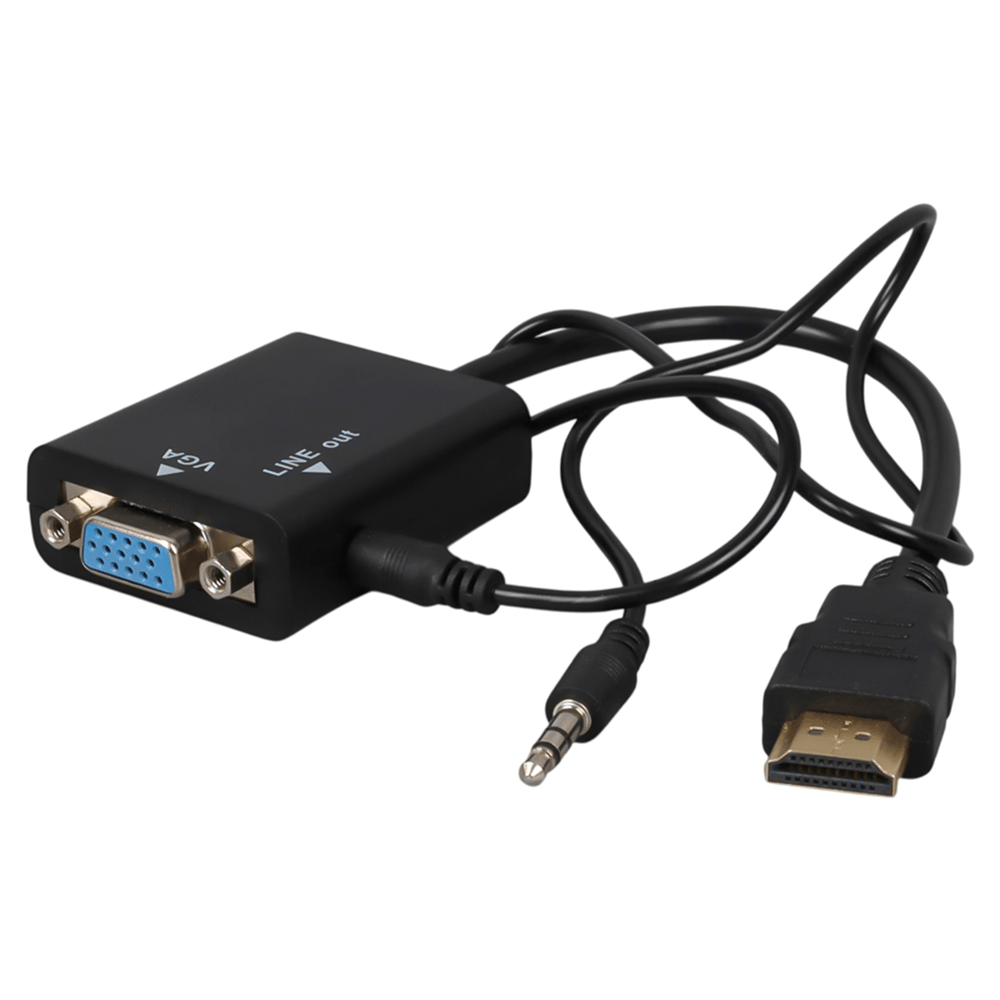 Powermaster Powermaster PM-32015 Siyah 3.5Mm Ses Destekli HDMI To VGA+Audio Dönüştürücü Adaptör - Çevirici Dağıtıcı