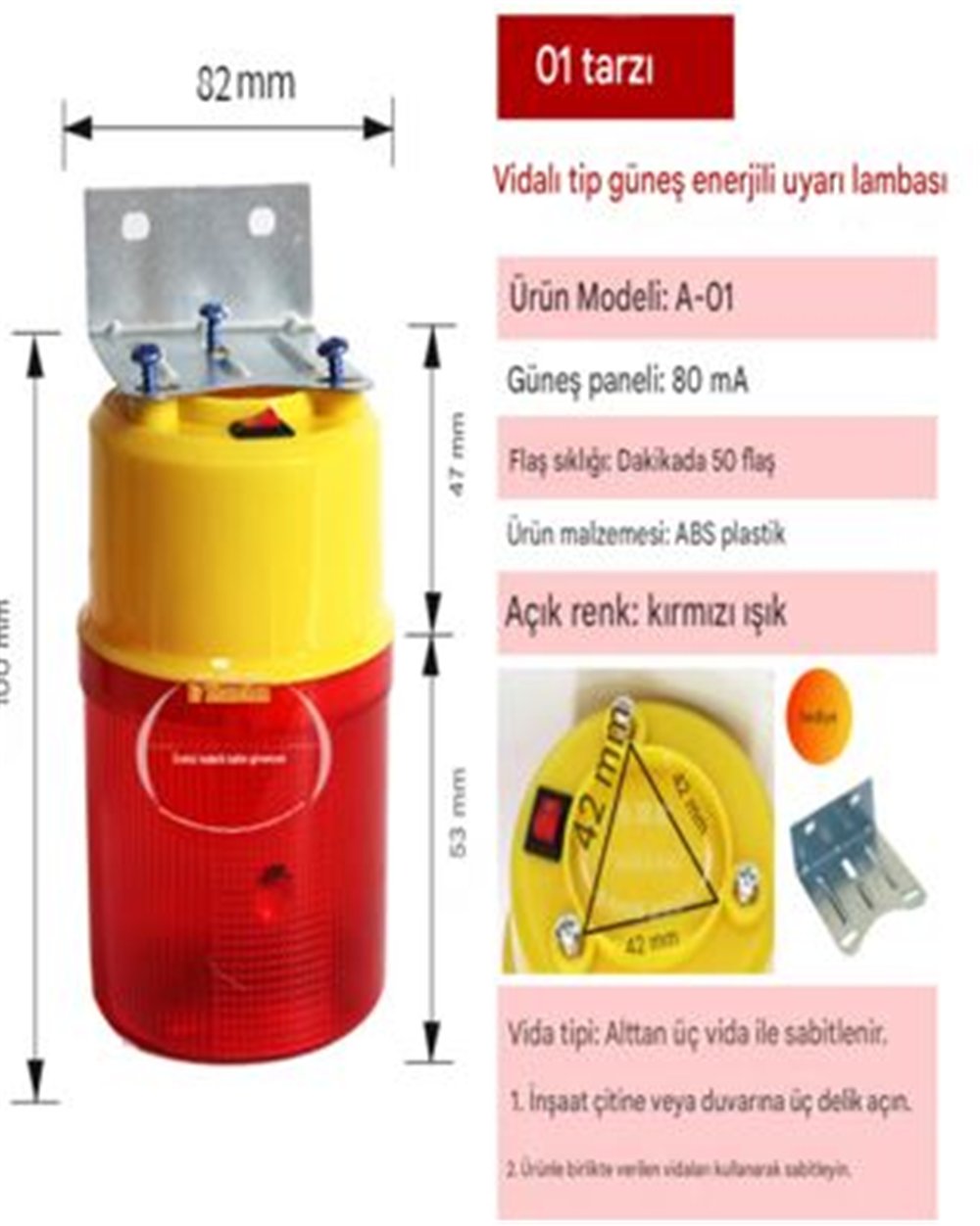 Reyonex POWERMASTER PM-39271 SOLAR İKAZ LAMBASI - Ev ve Yaşam