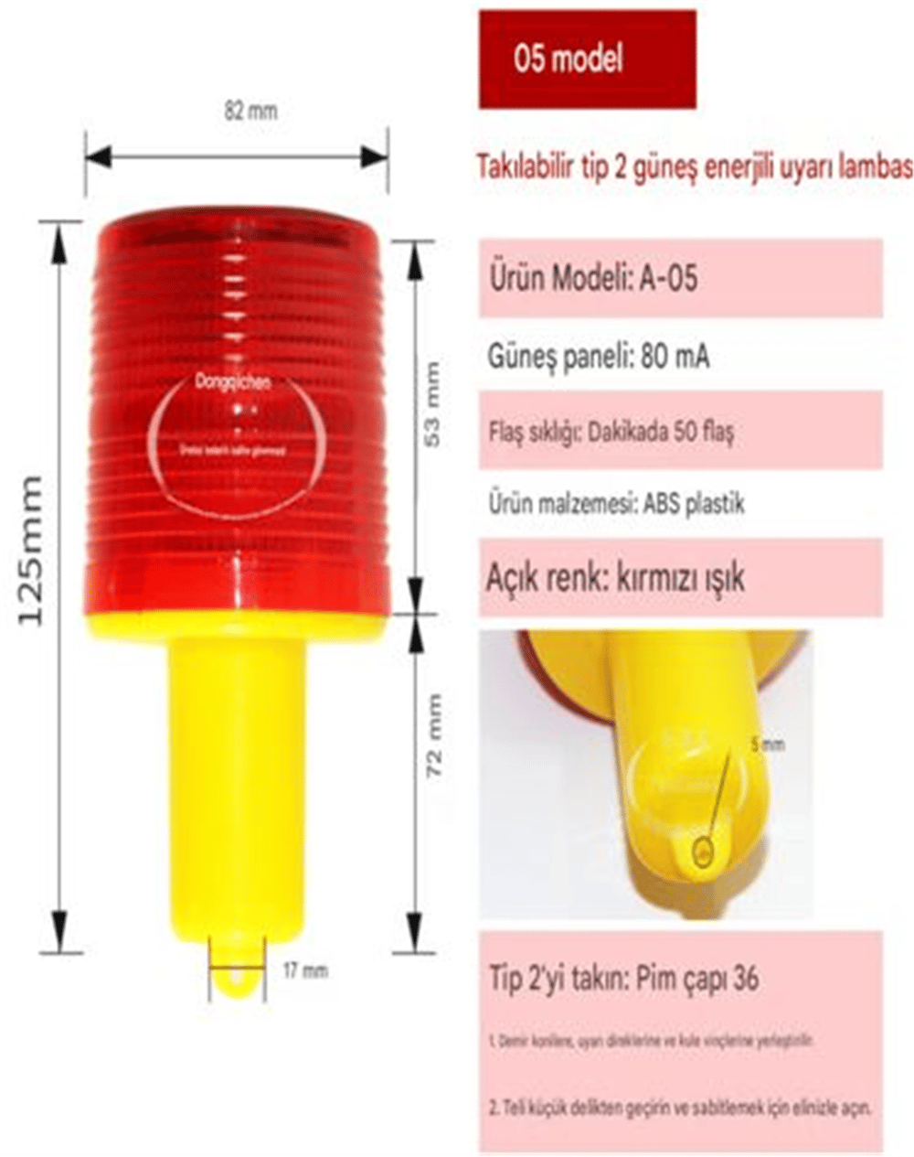 Reyonex POWERMASTER PM-39275 SOLAR İKAZ LAMBASI - Ev ve Yaşam