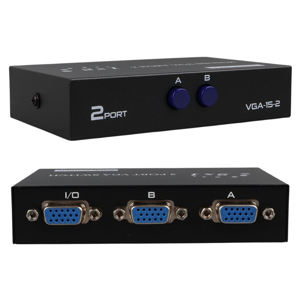 Powermaster PowerMaster PM-4263 2 Port Giriş 1 Çıkış Manuel VGA Splitter Toplayıcı Switch (2 PC 1 Ekran) - Çevirici Dağıtıcı