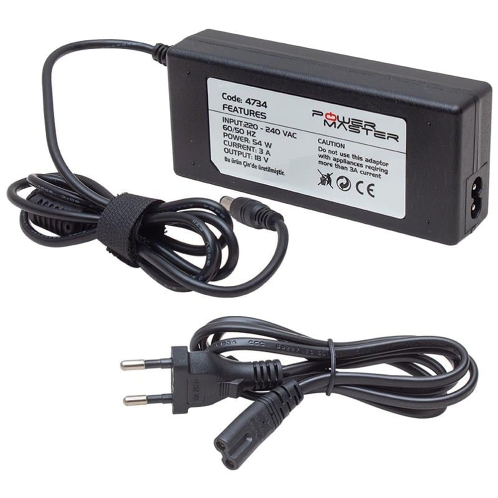 Powermaster Powermaster PM-4734 18 Volt - 3 Amper 5.5*2.5 Mm Uçlu Santral Adaptörü - Santral Adaptörü