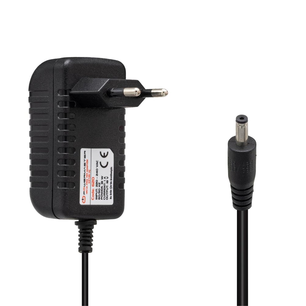 Powermaster Powermaster PM-620 18 Volt - 1 Amper 3.5*1.35 Mm Uçlu Plastik Kasa Priz Tipi Adaptör - Adaptörler
