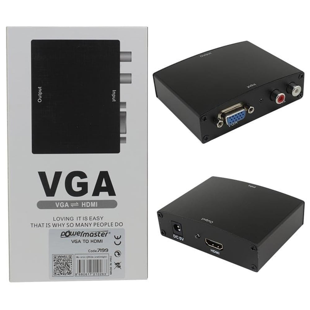 Powermaster Powermaster PM-7199 VGA To HDMI Dönüştürücü Adaptörlü - Çevirici Dağıtıcı