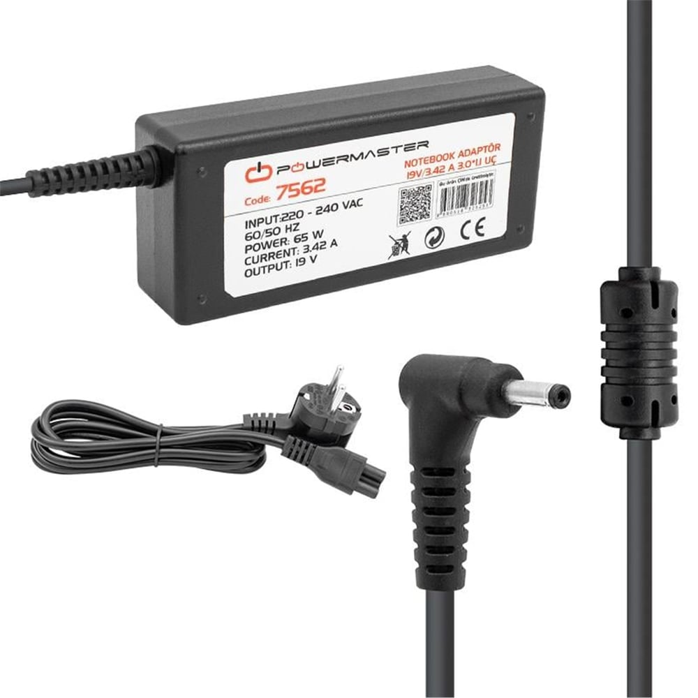 Powermaster Powermaster PM-7562 19 Volt - 3.42 Amper 3.0*1.1 Mm Uçlu Adaptör (Acer Notebook) - Adaptörler