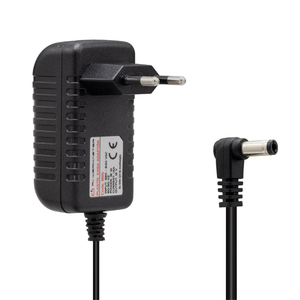 Powermaster Powermaster PM-8115 12 Volt - 1.5 Amper 5.5*2.5 Mm Uçlu Plastik Kasa Priz Tipi Adaptör - Adaptörler