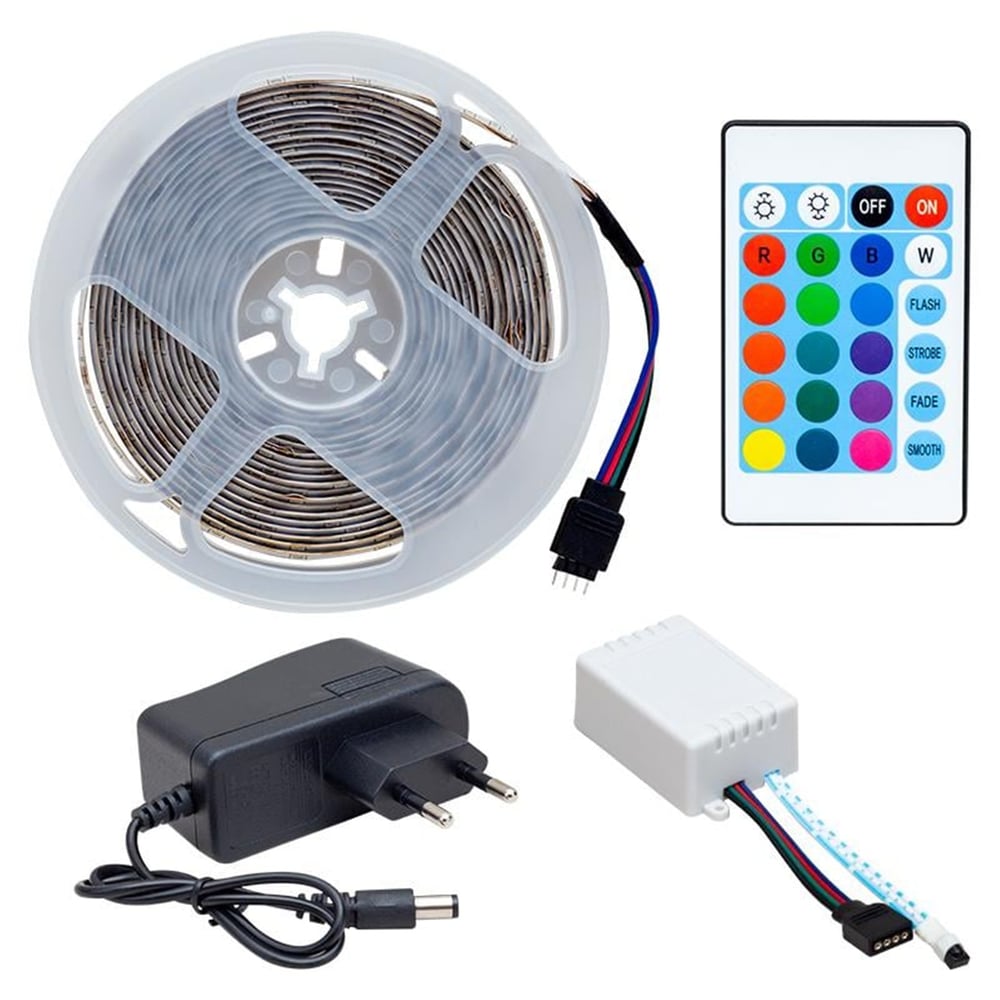 Ledon PowerMaster PM-9383 5 Metre RGB Şerit Led Kumandalı Animasyonlu Adaptörlü (Silikonsuz) - Şerit Ledler