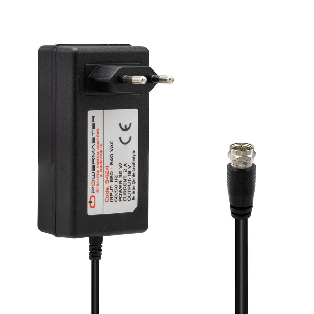 Powermaster Powermaster PM-9424 18 Volt- 2 Amper F Konnektörlü Uydu Santral Adaptörü - Santral Adaptörü