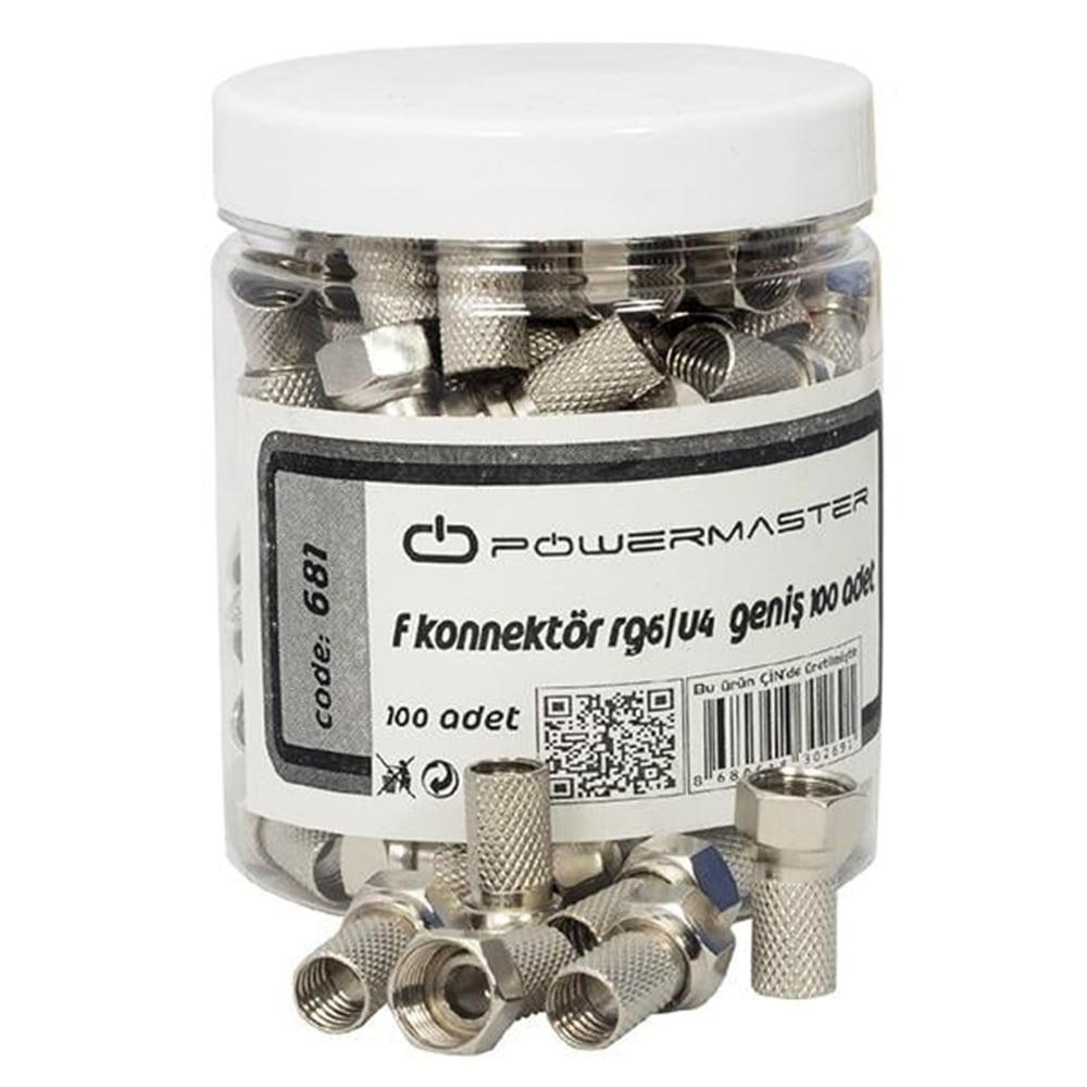 Powermaster Powermaster RG6-U4 Geniş Tip F Konnektör (100 Adet) - F Konnektör