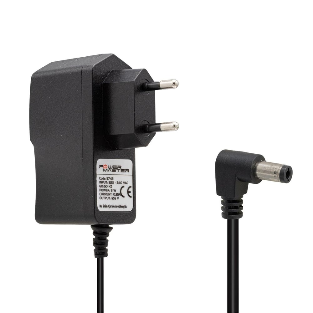 Powermaster Powermaster Senao PM-5742 12.6 Volt - 0.35 Amper 5.5*2.5 Mm Uçlu Plastik Kasa Priz Tipi Adaptör - Adaptörler