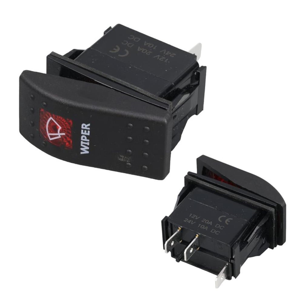 Oem PowerMaster Silecek Sembollü Işıklı 3 Pinli On-Off 12-24V Marin Switch - Fiş - Jack - Şase