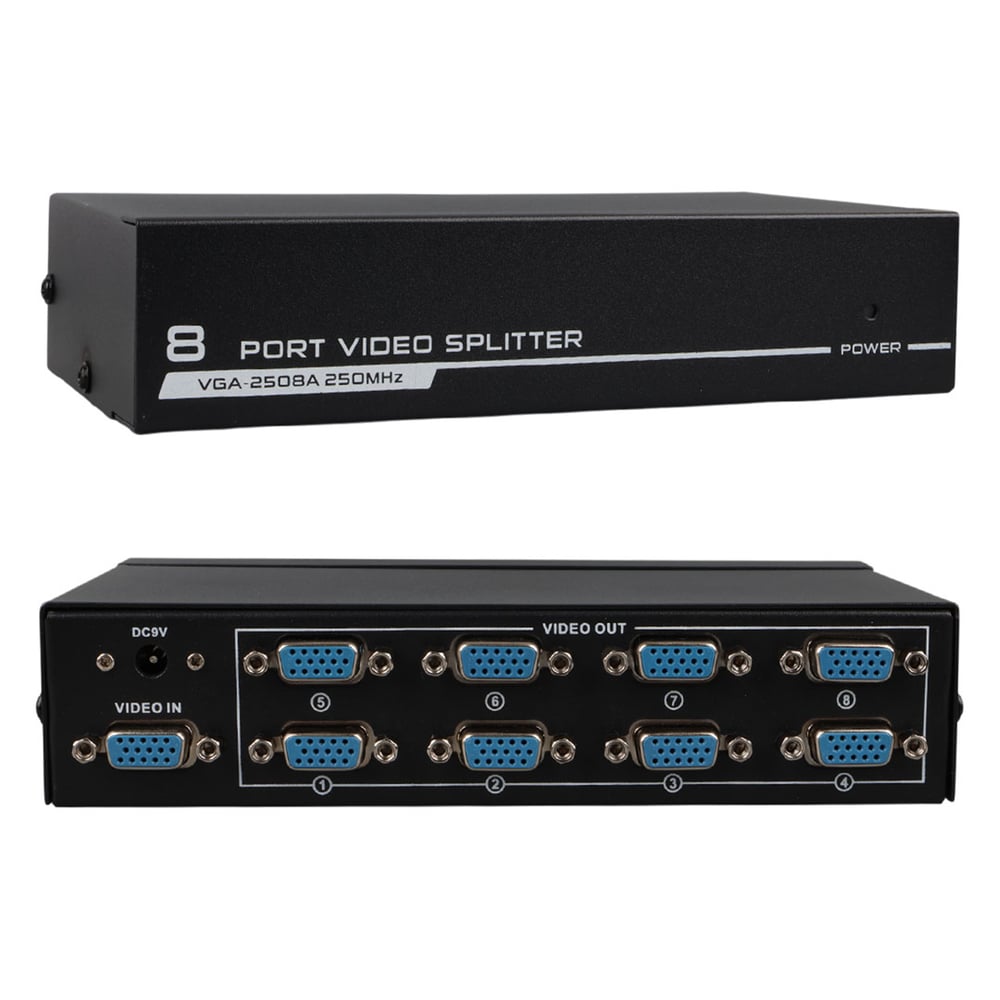 Narita Powermaster VGA-2508A 250 MHz 8 Port 1920x1440 Destekli VGA Video Splitter Dağıtıcı 9 V Adaptörlü - Vga Dağıtıcı
