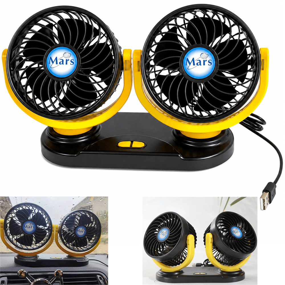 Reyonex POWERMASTER X916 12 VOLT DC USB GİRİŞLİ MASAÜSTÜ 2’Lİ PLASTİK EV-OFİS-ARAÇ FANI - Fanlar