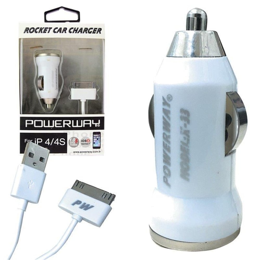 Powerway Powerway iPhone 4 Araç Şarj Aleti + Kablo - Şarj Cihazları