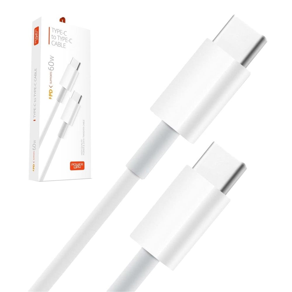 Powerway Powerway PD60 TYPE-C TO TYPE-C 60W 1 Metre Hızlı Şarj ve Data Kablosu - Data-Şarj Kabloları