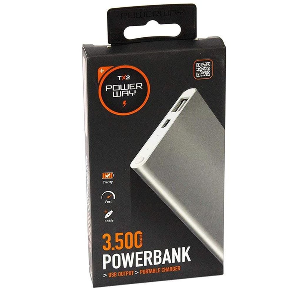 Powerway Powerway TX-2 Slim 3500 mAh Metal Powerbank - Powerbank