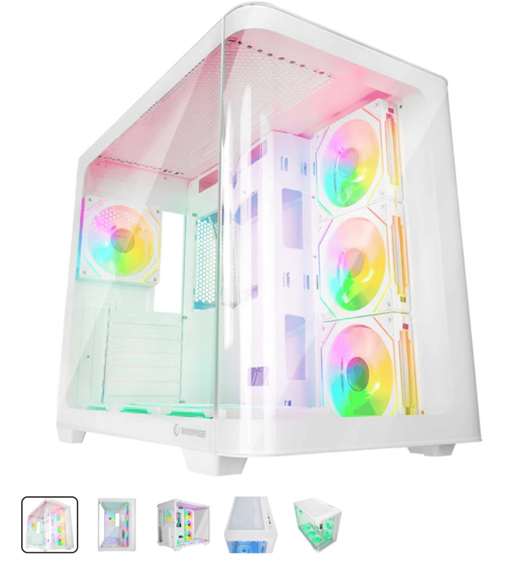Reyonex RAMPAGE LOOPY BEYAZ 7X12 CM ARGB FAN KUMANDALI ATX MİD-T OYUNCU KASASI (420X285X385MM) - Masaüstü Bilgisayar