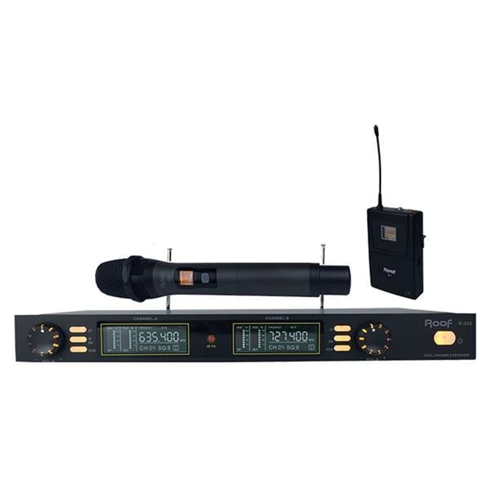 Roof Roof R-202 1 El - 1 Yaka UHF Kablosuz Telsiz Mikrofon - Kablosuz Mikrofonlar