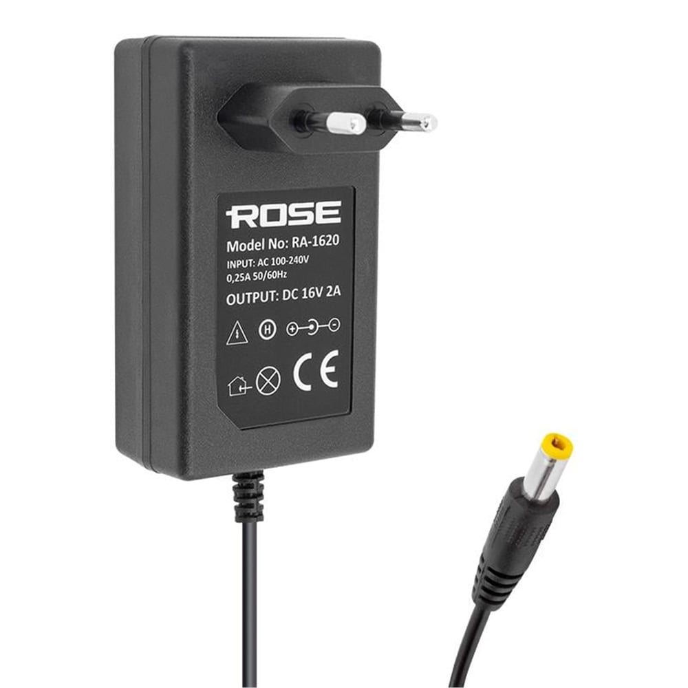Rose Rose RA-1620 Jack Fişli 16 Volt 2 Amper Priz Tipi Santral Power Jacklı Adaptör 5.5 X 2.5 Uç - Santral Adaptörü